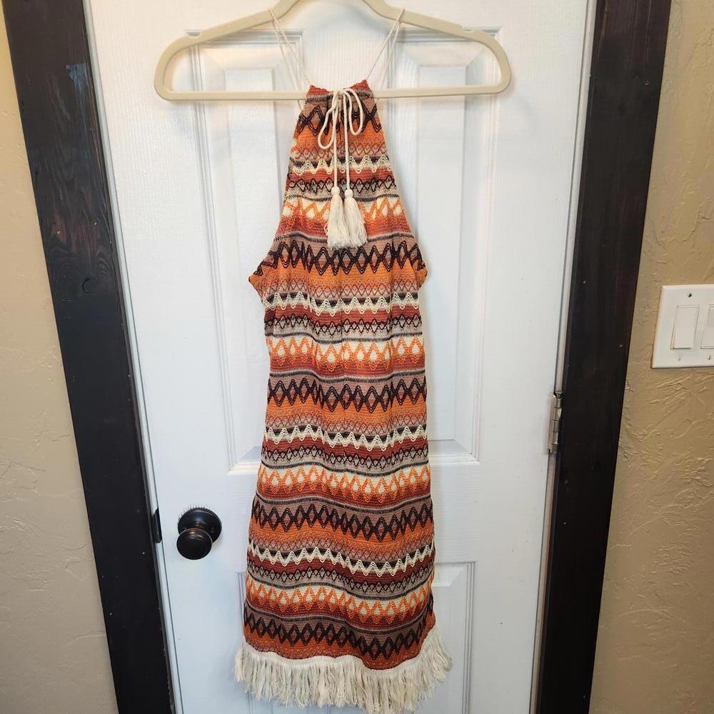 EMERY ROSE Women's Bohemian Style Maxi Dress with Fringe Detail- Small - Picture 5 of 8